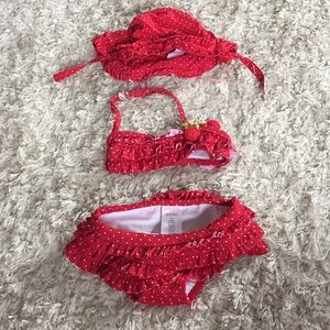 Gymboree Swim bathing suit set Sz 0-3 Cherries !!